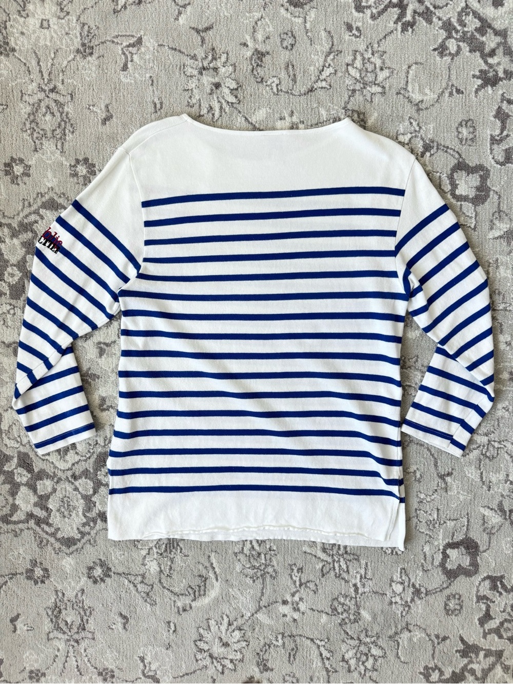 JPG by Gaultier White and Blue Striped Breton Cotton LS T-Shirt - Made in Italy - Picture 3 of 7